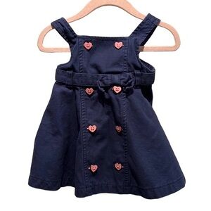 Gymboree Smart Kitty Navy Pink Heart Jumper Dress Size 3-6 Months